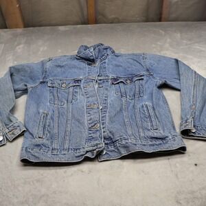 Levis Jacket Womens Medium Blue Medium Wash Denim Classic Rugged Jean VTG 90s